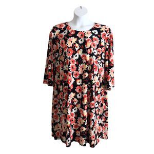 Tommy Hilfiger Women's Dress Plus 22W Floral Ditsy Midi Zip Up Stretch A-Line
